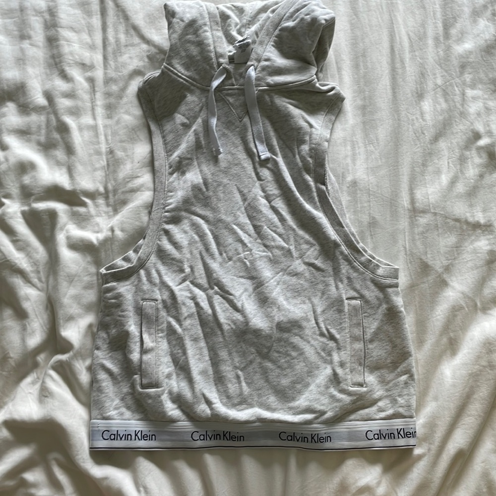 White Calvin Klein Sleeveless Hoodie